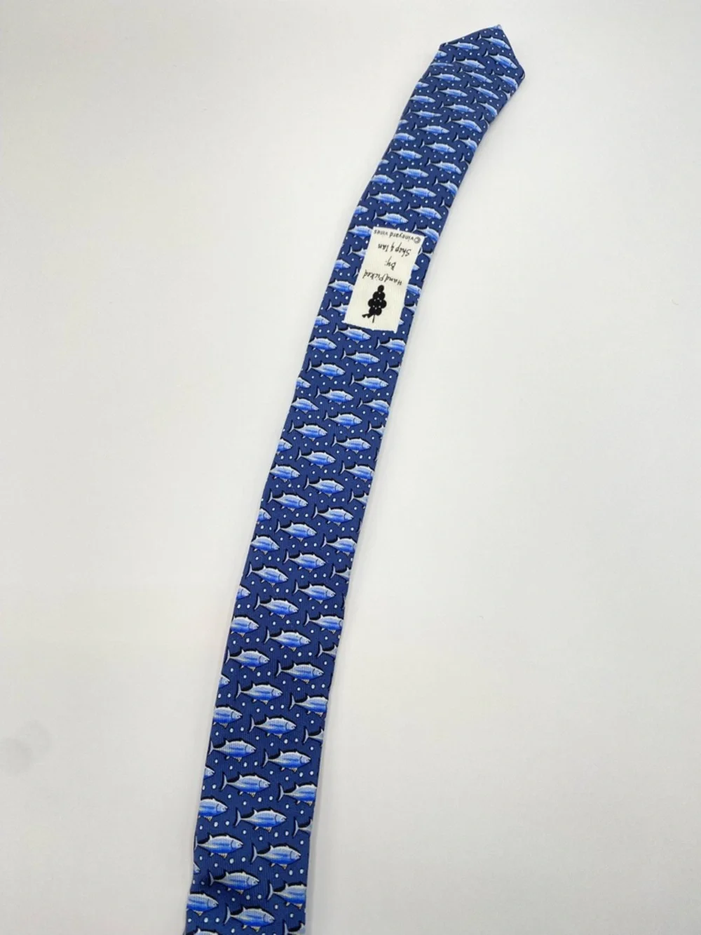 Vineyard Vines Silk Tie Blue & Yellow Fish Made in US - Handpicked by Shep & Ian